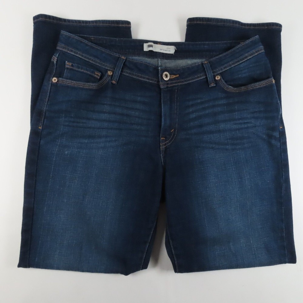 Levis 529 Womens Jeans Size 36x31 Curvy Straight Mid Rise Dark Wash Blue Denim